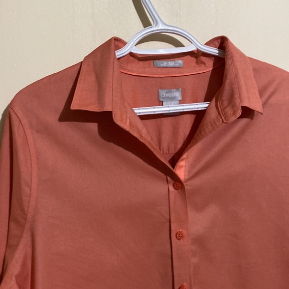Chico's Women No-Iron Chic Stretch Shirt Button Up 3/4 Sleeve Size 14 - Picture 3 of 12
